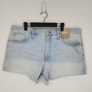 New Madewell Relaxed Denim Cut Off Shorts Light Blue Essen Wash Size 32